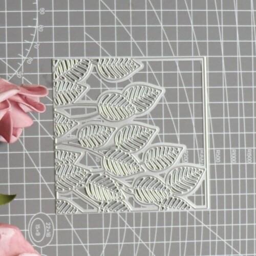 Leaves Frame Square Background Metal Cutting Dies for DIY Scrapbooking Album Paper Card Crafts Embossing Die Cuts
