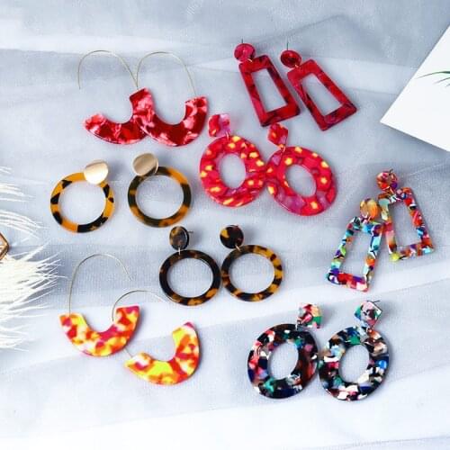 LOVR Acrylic Women Earrings 2020 Big Long Statement Resin Oval Square Geometric Drop Dangle Earring for Women Bohemian Jewelry