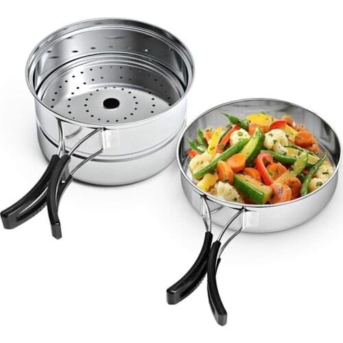 Stainless Steel Outdoor Cooking Kettle Camping Pot Backpack Cooker Set Picnic Multi-Functional Lunch Box Outdoor Lunch Box
