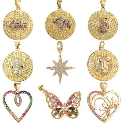 Juya DIY New Designer Evil Eye Elephant Pineapple Leopard Head Bear Star Love Heart Butterfly Charms For Pendant Jewelry Making