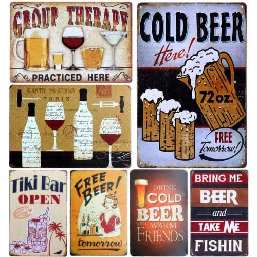 Beer Retro Metal Tin Sign Plaque Vintage Decor Plaque Plate Pub Cafe Wall Decor Beer Art Poster Bar Decoration