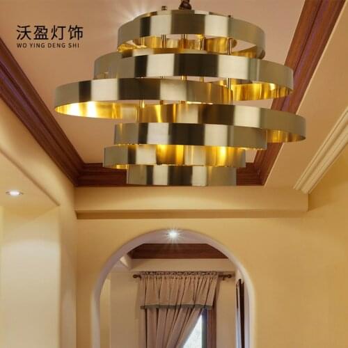 Postmodern creative stainless steel chandelier Nordic designer living room dining room personality atmospheric lamps