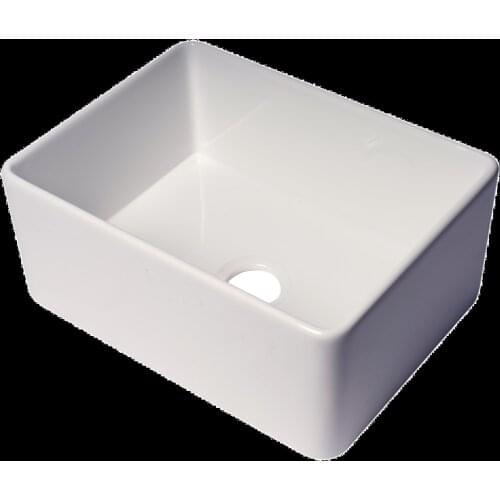 24 Inch Flat Modern Kitchen Sink, Front Straight Side Ceramic Wash Basin, Farmhouse Fire Mud Sink