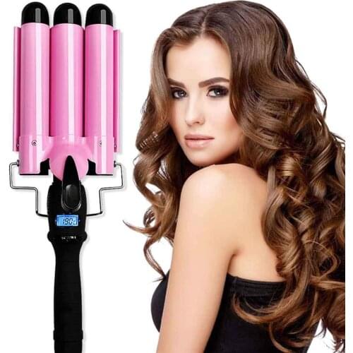 3 Barrels Hair Curlers Curling Iron Hair Waver Electric Step Hair Curler Rotating Hairdressing Supplies