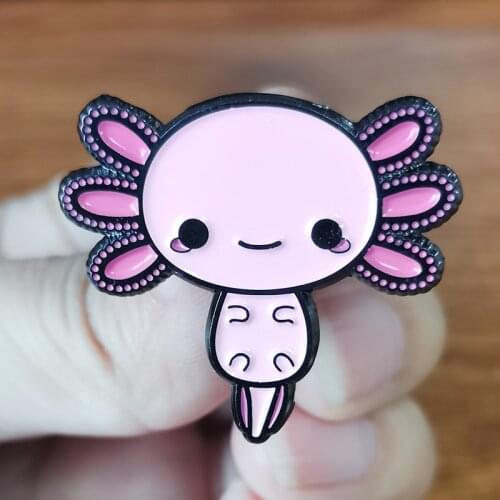 Kawaii Cartoon Character Axolotl Brooch Pins Enamel Metal Badges Lapel Pin Brooches Jackets Jeans Fashion Jewelry Accessories