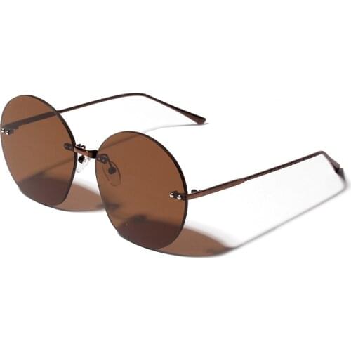 Frameless metal luxury large frame men women sunglasses round frame round sunglasses men and women glasses UV400