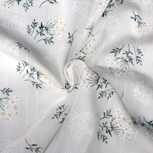 50x145cm 100% Cotton Fabric Embroidery Printing Jacquard Fabric For DIY Fashion Summer White Dress Handmade Material