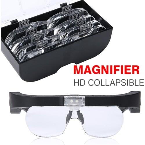 1.5X 2.5X 3.5X 5X Head-mounted Magnifie USB Rechargeable Glasses-Type Magnifier With LED Light Reading Repair Magnifier Tool