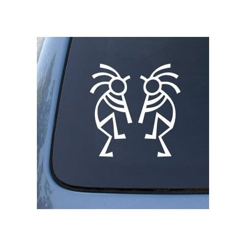 2pcs 5.5” Black/White Southwestern Kokopelli Flute Players - Car, Truck, Notebook, Vinyl Decal Sticker Vinyl