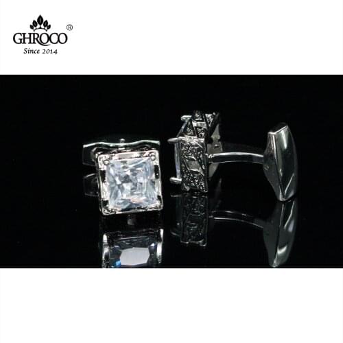CHROCO High-Quality Exquisite Square Zircon Classic French Shirt Cufflinks Fashion Luxury Gift for Business Men and Wedding