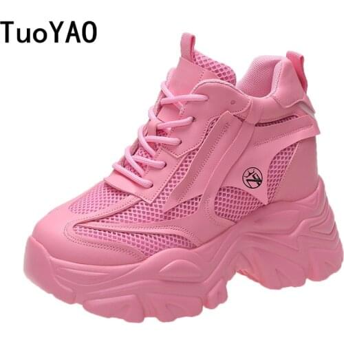 Womens Ankle Boots 2021 Autumn PU Leather Shoes Woman Platform Height Increased Sneakers 10 CM Thick Sole Wedges White Boots