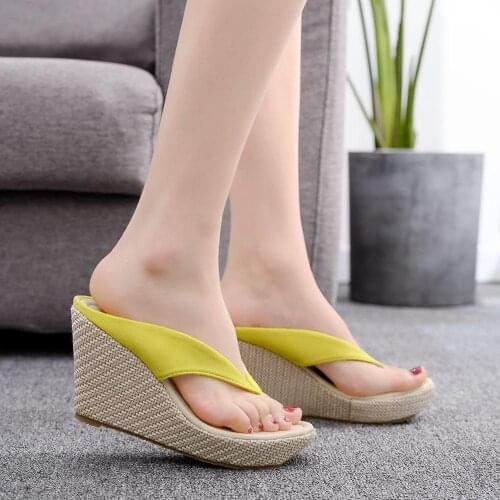 Woman Fashion Summer Style Sandals High Heels Flip Flops Beach Wedge Sandals Leopard Print Platform Wedge Slipper Shoes
