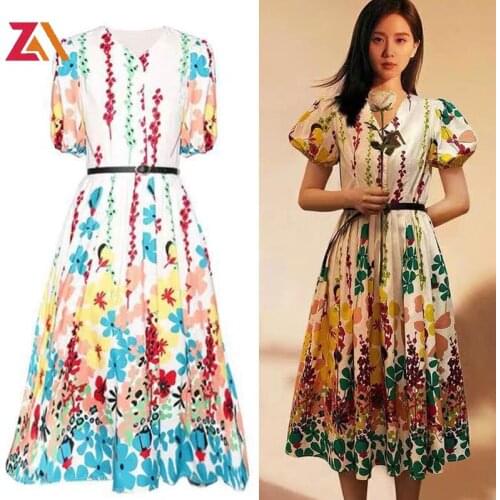ZALady Celebrity designer streewear summer dress clothes plus size dresses women floral printed vestidos elegantes para mujer