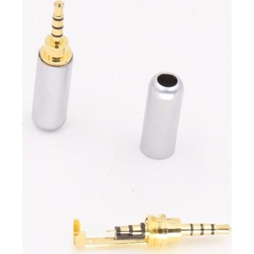 10 Pcs Copper 4 Pole Conductor 2.5mm Solder Connection Plug Jack Adapter Connector