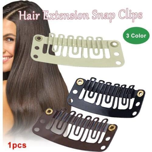 10pcs Hair Extension Snap Clips Weft False Human Hair Blonde Brown Black
