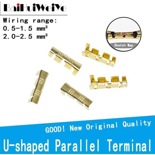 100pcs 453 U-shaped terminal tab cold inserts connectors cold terminal small teeth fascia terminal 0.5-1.5mm2 2-2.5mm2 mm²