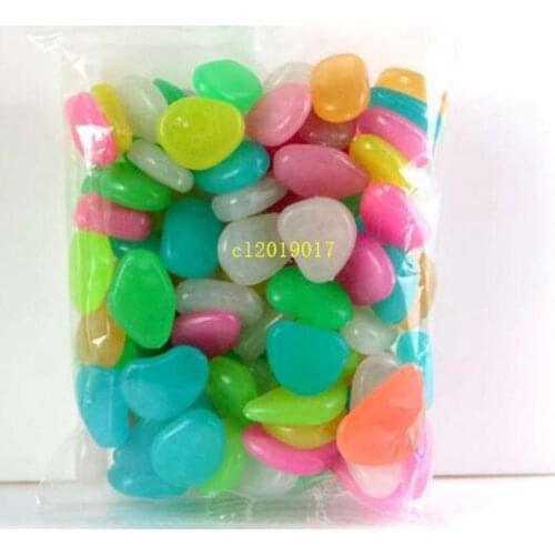 2000pcs Luminous Stones Glow in Dark Garden Ornament Road Outdoor Fish Tank Decoration Pebble Rocks Aquarium