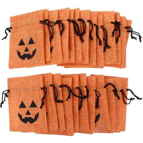 25Pcs Halloween Drawstring Bag Storage Pouch Gifts Bag Halloween Candy Bag For Halloween for Party Home Candies