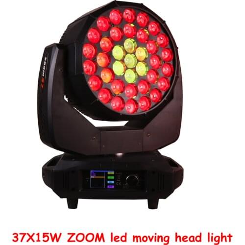 Free Shipping 2pcs/lot High Quality Disco 37*15W 4in1 RGBW Led Zoom Moving Head Light Wash Effects 18/42 Channels For Wedding