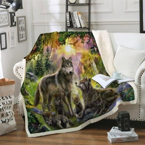 3D Wolf Kids blanket Plush Throw Blankets for Kid Adult Thin Quilt