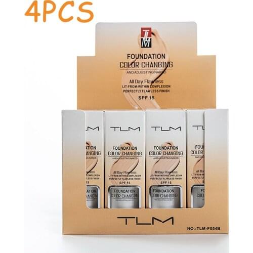 4Pcs Dropshipping TLM Color Changing Liquid Foundation Oil-control Face Cover Concealer Long Lasting Makeup Skin Tone Foundation