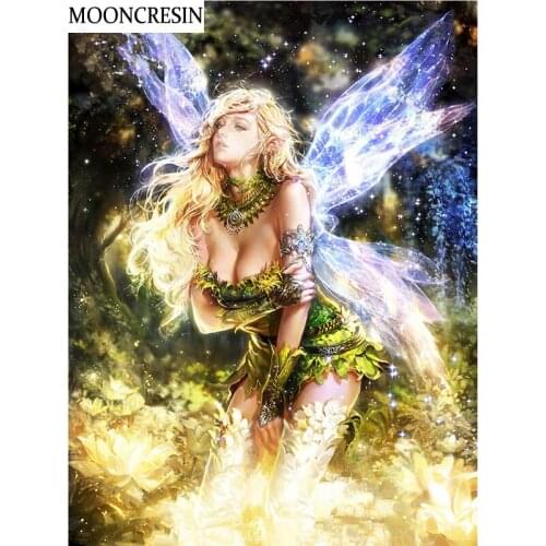 5D Diamond Painting Girl Butterfly Elf Full Square Cross Stitch Diamond Embroidery Mosaic Pattern Of Rhinestone Decoration Home