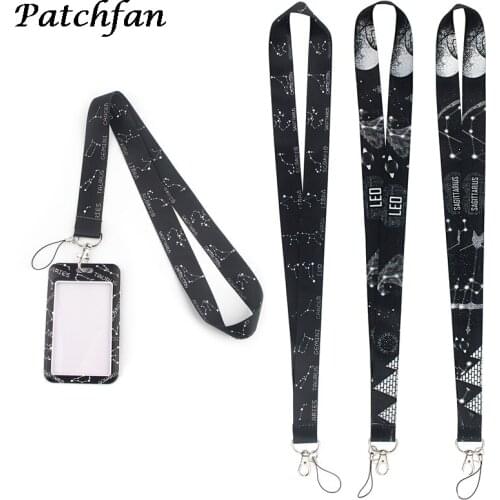 AD199 Patchfan Constellation Multi-function Mobile Phone Black Neck Lanyards for keys ID Badge Neck Straps Webbing
