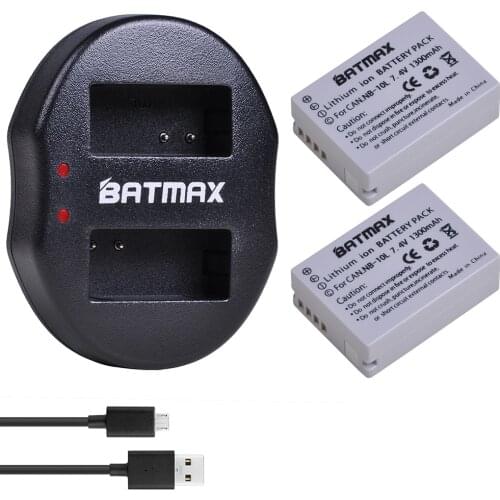 2 PCS NB-10L NB 10L NB10L Rechargeable Camera Batteries + Dual Charger with USB Cable for Canon PowerShot SX40 HS SX40 z2