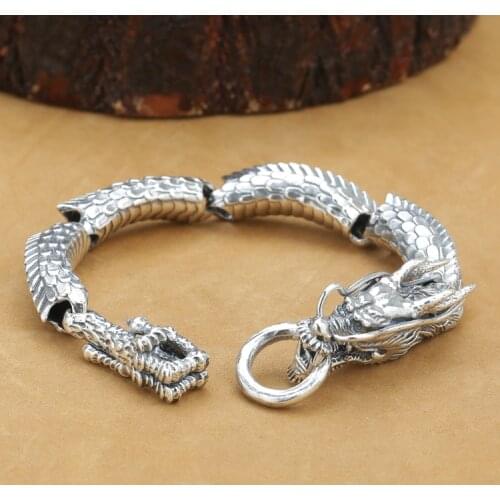 Handcrafted Thai 925 Silver Dragon Bracelet Vintage Pure Silver Dragon Bracelet Thailand Sterling Silver Dragon Bracelet