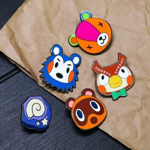Kawaii Timmy Tommy Stitches Mabel Blathers Enamel Badge Game Residents Pin Collection Fossils Brooch Animal Crossing Fans Gift