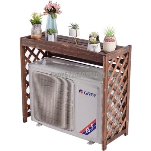 Outdoor air conditioner shielding anti-corrosion wood flower stand balcony shelf decoration courtyard air conditioner cover
