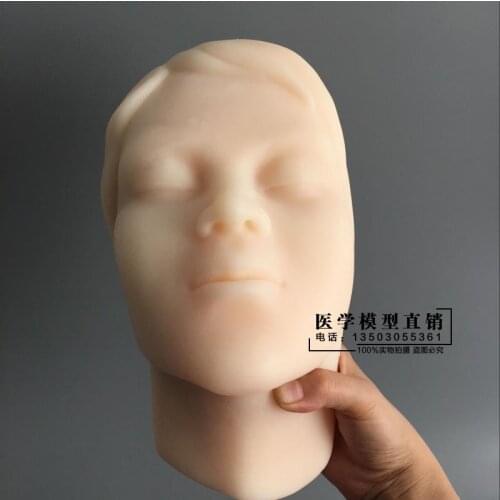 Suture practice silicone head model face injection double eyelid skin suture soft mold with bones