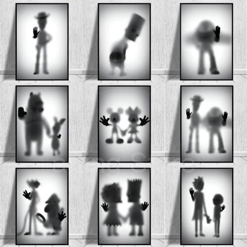 Black And White Mystery Disney Art Poster Mickey And Minnie Mouse Modern Wall Art Cartoon Canvas Prints Painting For Living Room