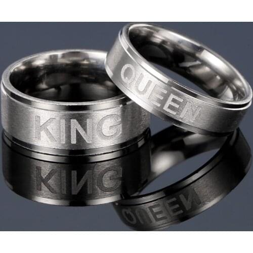 New Fashion Couple Ring Jewelry Her King and His Queen Stainless Steel Wedding Rings for Women Men Rose Gold