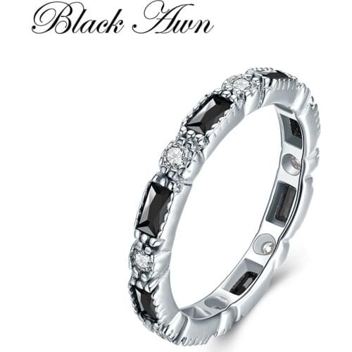 BLACK AWN 2021 New Genuine 100% Sterling 925 Silver Jewelry Square Engagement Rings for Women Gift C419