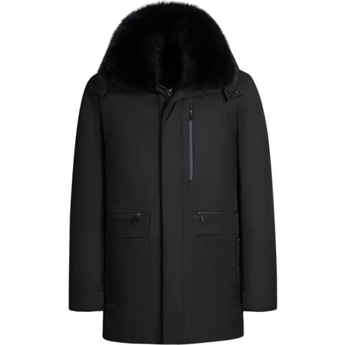 New Brand 90% White Duck Down Men Jacket Winter Fashion Real Fur Collar Liner Detachable Men Down Coat Thick Warm Long Parkas