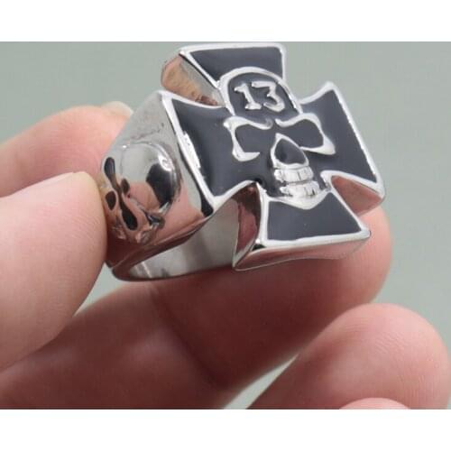 Unique Skull Ring Punk Man Ring 316L Stainless Steel Gothic Massive Mens Jewellery Retro Skeleton Devil Biker Rings For Men Male
