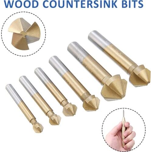 3 Flutes Conical Countersink Bits Set HSS Countersink Chamfering Deburrer Tool Wood Steel Chamfer Cutting Tools 6.3mm to 20.5mm