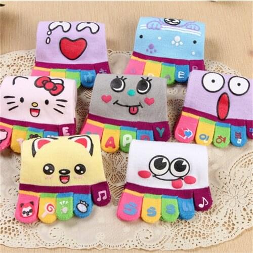 New hot-sell womens five toe socks 5pairs/lot cartoon skid resistance 5 finger socks lady and women colorful finger cotton sock