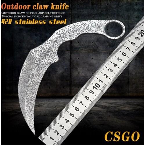 New claw knife CSGO sharp outdoor practice claw knife rescue camping tactics EDC portable fixed knife unopened knife is durable