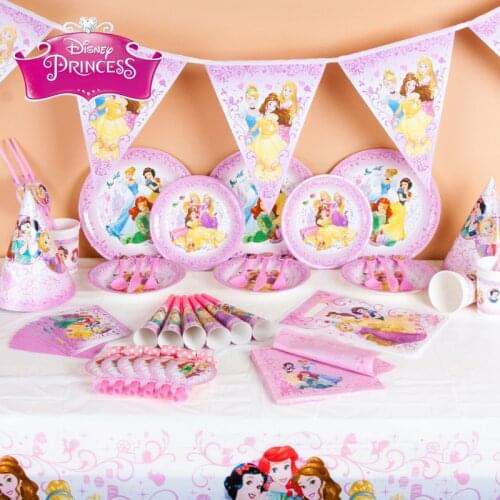 Princess Snow Queen Theme Disposable Birthday Party Decorations Kids Girl Party Supplies Decoration Tableware Set
