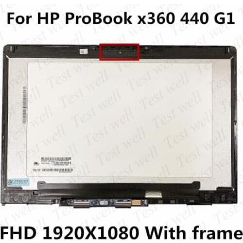 Original 14.0" FHD 1920X1080 Laptop Assembly For HP ProBook x360 440 G1 LCD +Touch screen digitizer With Frame