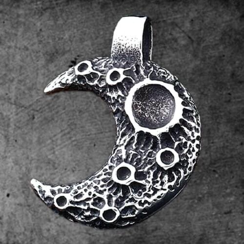 Stainless Steel Retro Domineering Big Moon Pendant Men Women Three-Dimensional Embossed Moons Jewelry Pendants