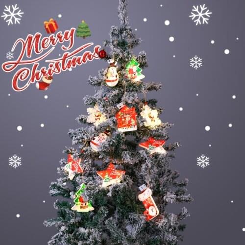 Christmas Tree Light Hanging Pendant LED Light Santa Claus Christmas Decorations for Home Tree Decor Kids Gift Crafts
