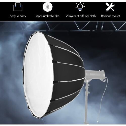 Andoer KP2-90 90cm Large Portable Softbox Professional Deep Parabolic Photography Quick Softbox with Carrying Bag for Studio