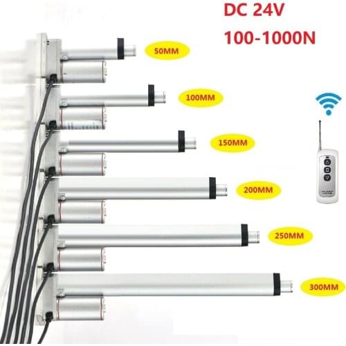 RF Remote 700/900/1000N 24V Linear Actuator 50mm 100mm 150mm 200mm Stroke Linear Drive Electric Motor Linear Motor Controller