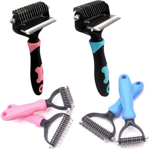 Hair Removal Comb for Dogs Cat Detangler Fur Trimming Dematting Deshedding Brush Grooming Tool For matted Long Hair Curly Pet