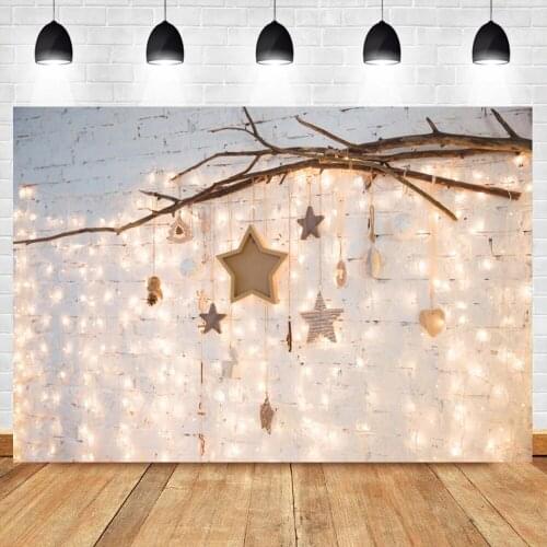 Christmas New Year Party Decor Background For Photography Glitter Light Bulbs Stars Child Shoot Photo Backdrop Photo Studio