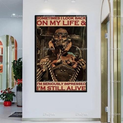 Aircraft Fighter Pilot US Air Force Aircraft Veteran Retro Poster Sometimes I Look Back On My Life Wall Art Prints Home Decor