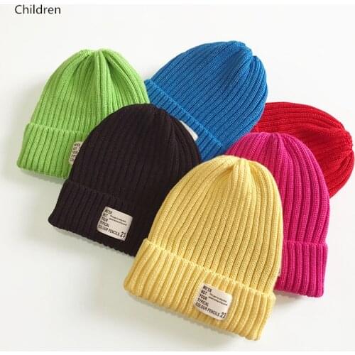 Шапка детская Children Beanie Hat Caps Winter Warm Toddler Kids Hats Girls Boys Fashion Applique Letters Woolen Crochet Knit Cap